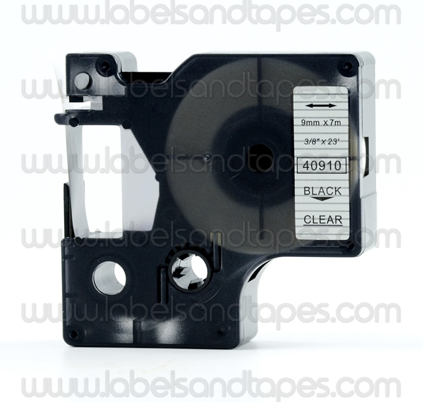 PRESTIGE CARTRIDGE 2x D1 40910 Noir Sur Transparent 9mm X 7m - Compatible DYMO LabelManager